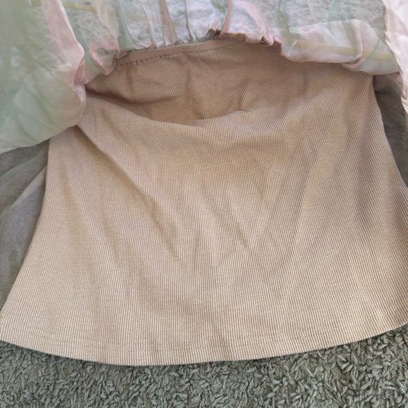 Wishlist Apparel Off Shoulder Chiffon Metallic Lined Blouse Top Blush Size M - Picture 10 of 10